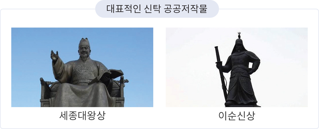 대표적인 신탁 공공저작물 (세종대왕상, 이순신상)