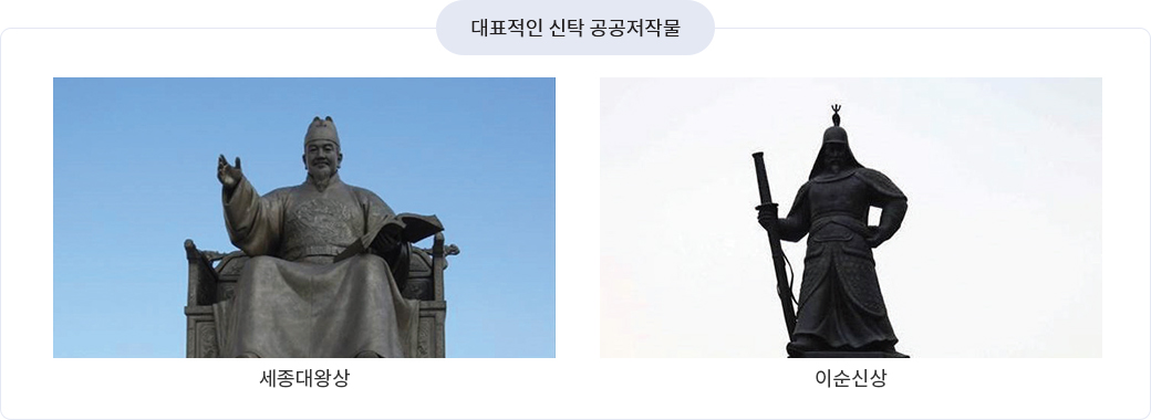 대표적인 신탁 공공저작물 (세종대왕상, 이순신상)