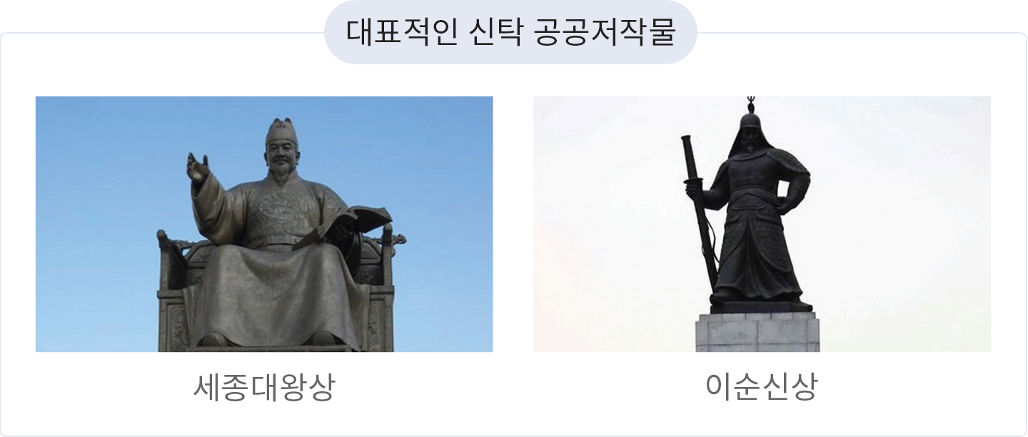 대표적인 신탁 공공저작물 (세종대왕상, 이순신상)